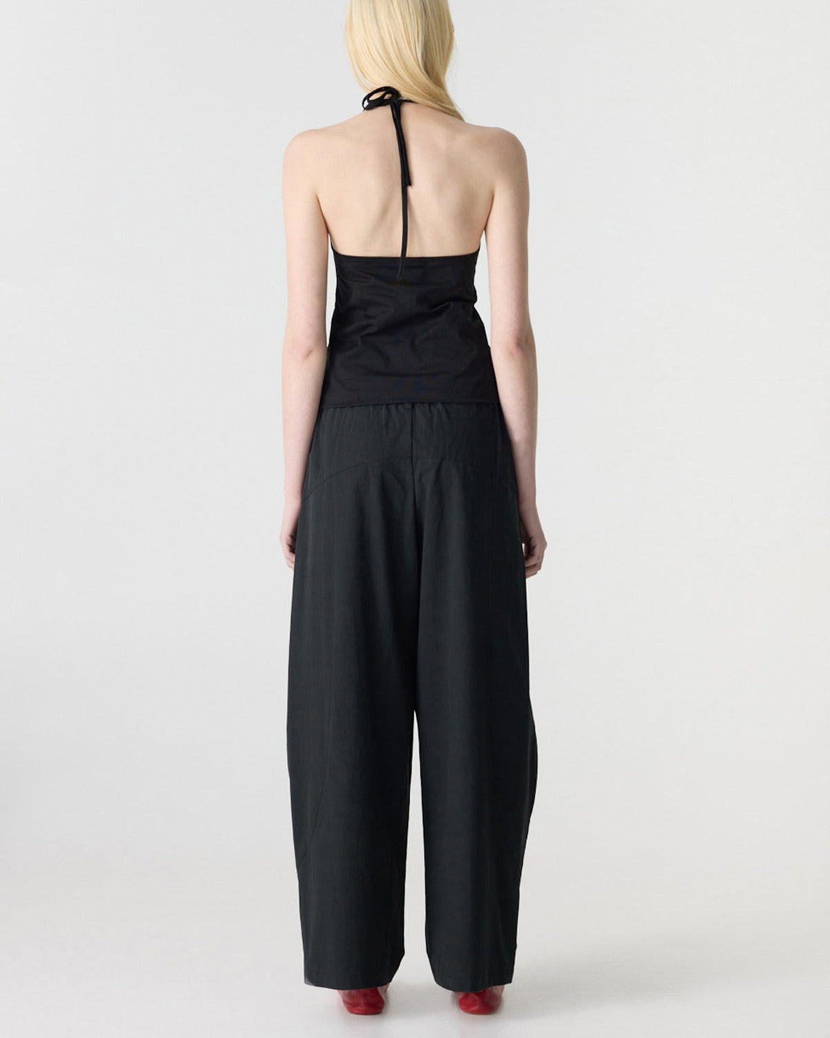 Bassike / Crushed Cotton Barrel Pant / Black