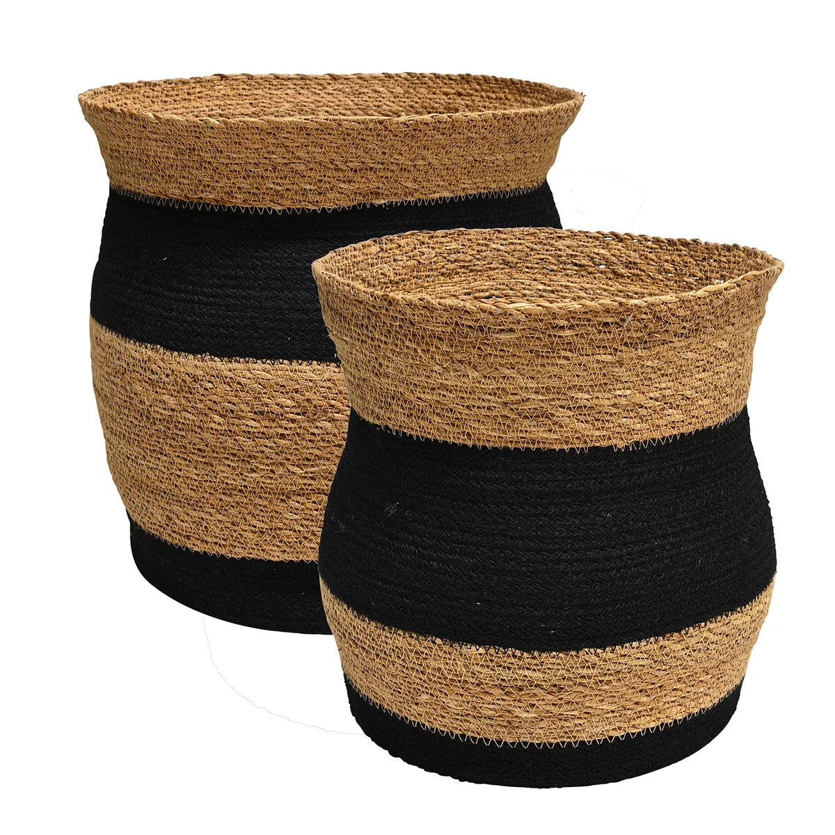 Bangla Basket / Natural + Black Stripe