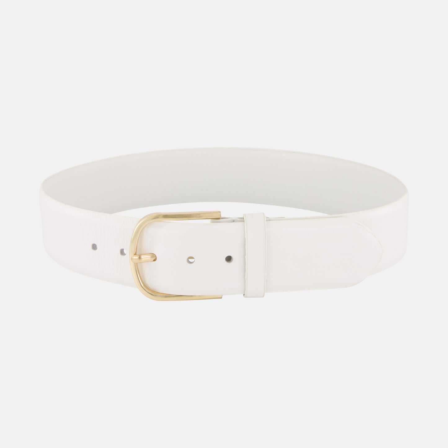 CC Wide Leather Belt - White