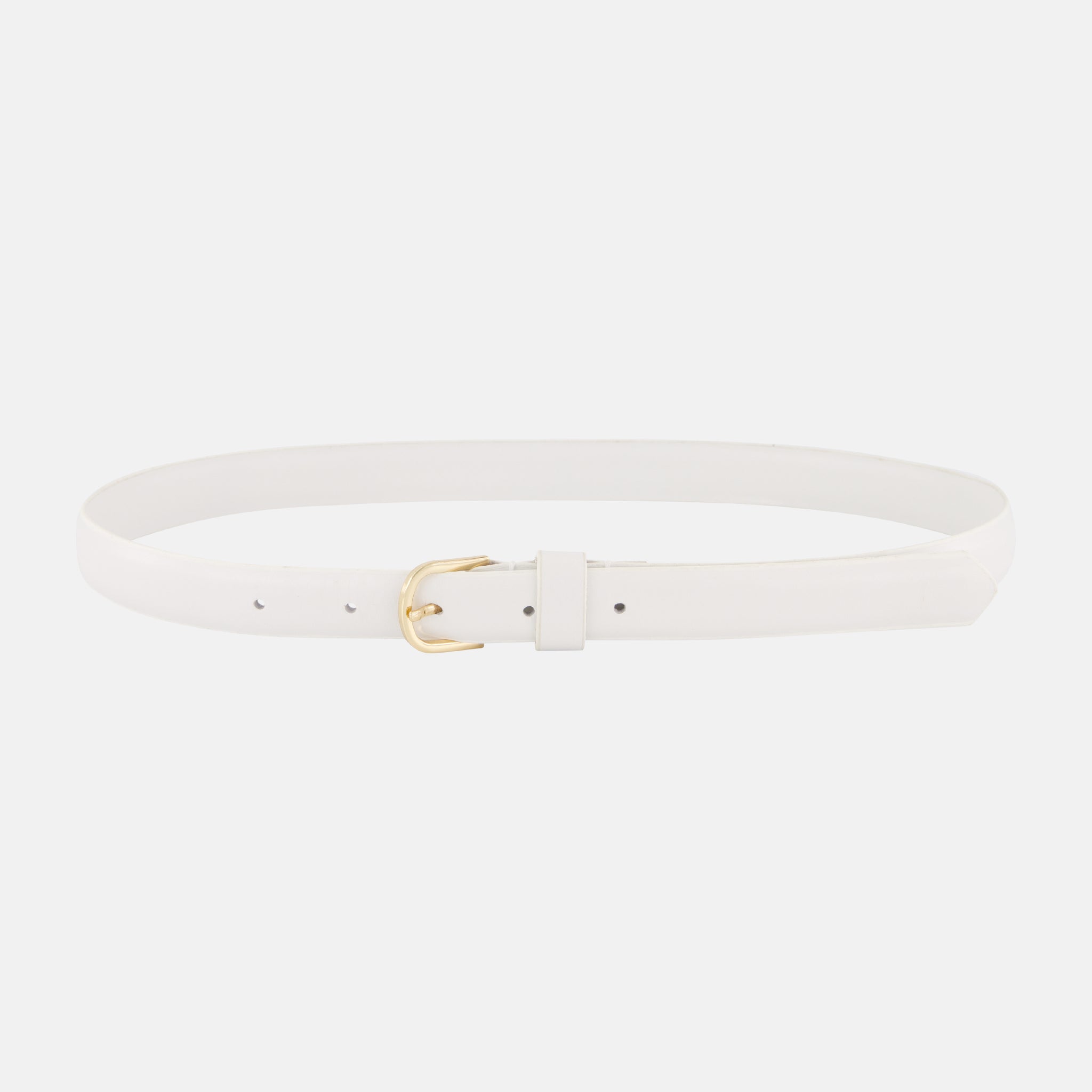 CC Narrow Leather Belt - White