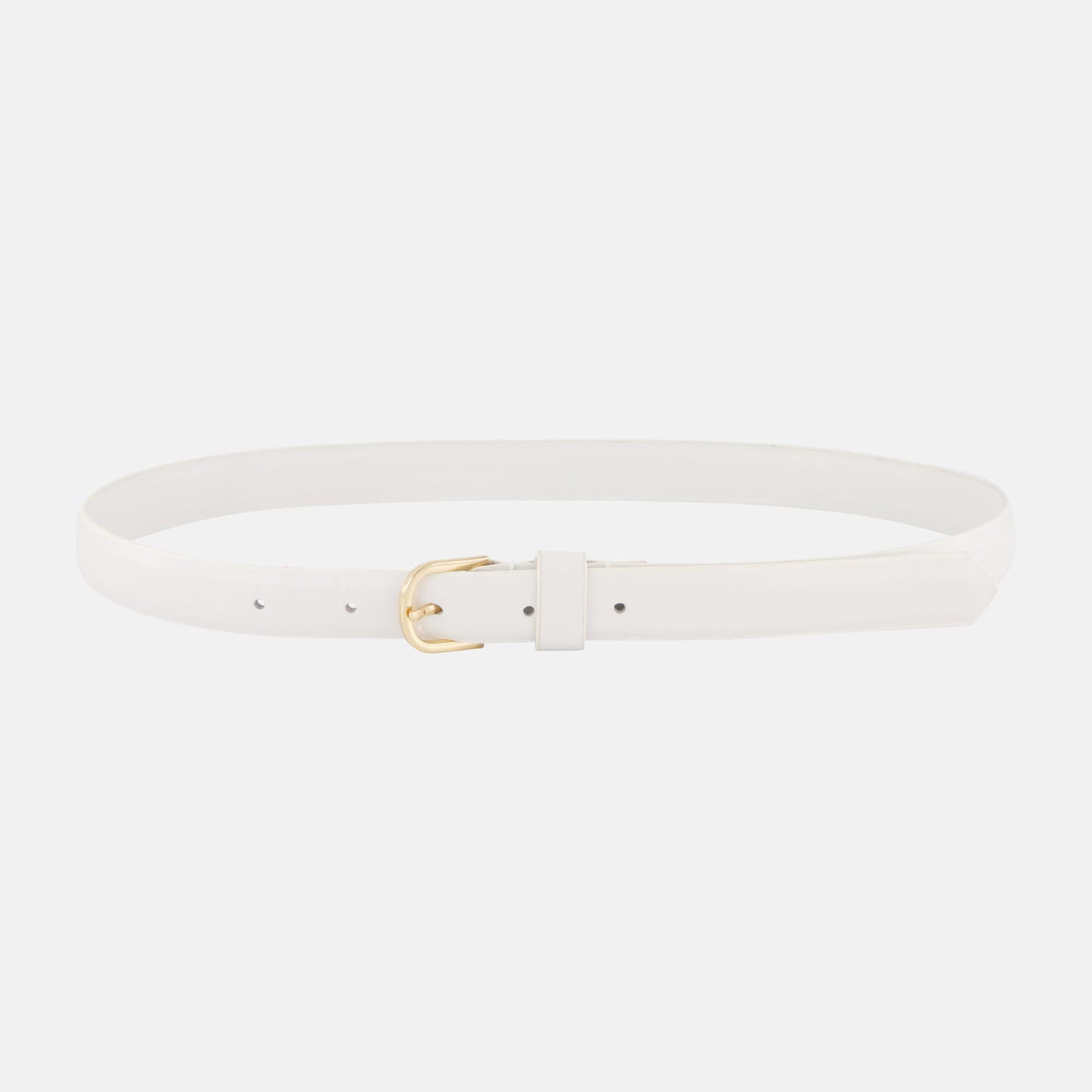 CC Narrow Leather Belt - White