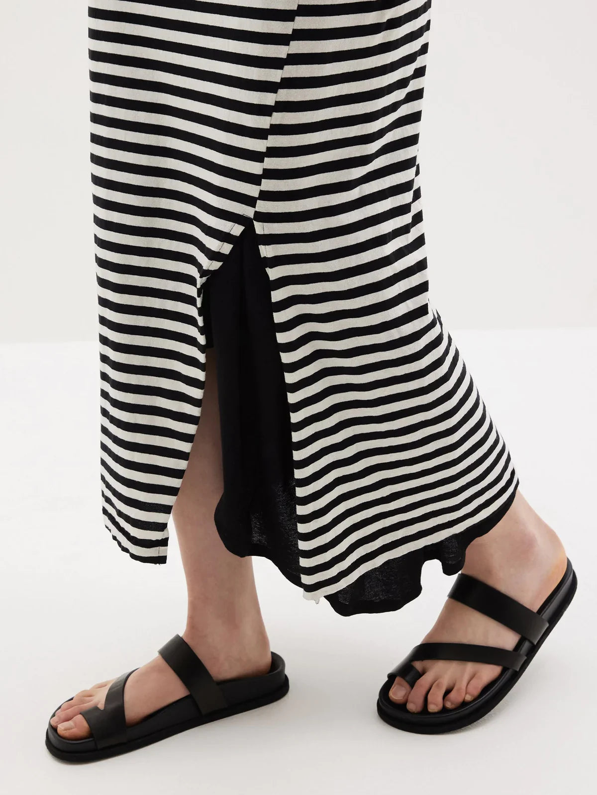 Bassike / Stripe Heritage Short Sleeve T.Shirt Dress / Undyed + Black