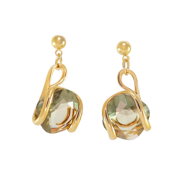 Smoke Crystal Drop Stud Earring