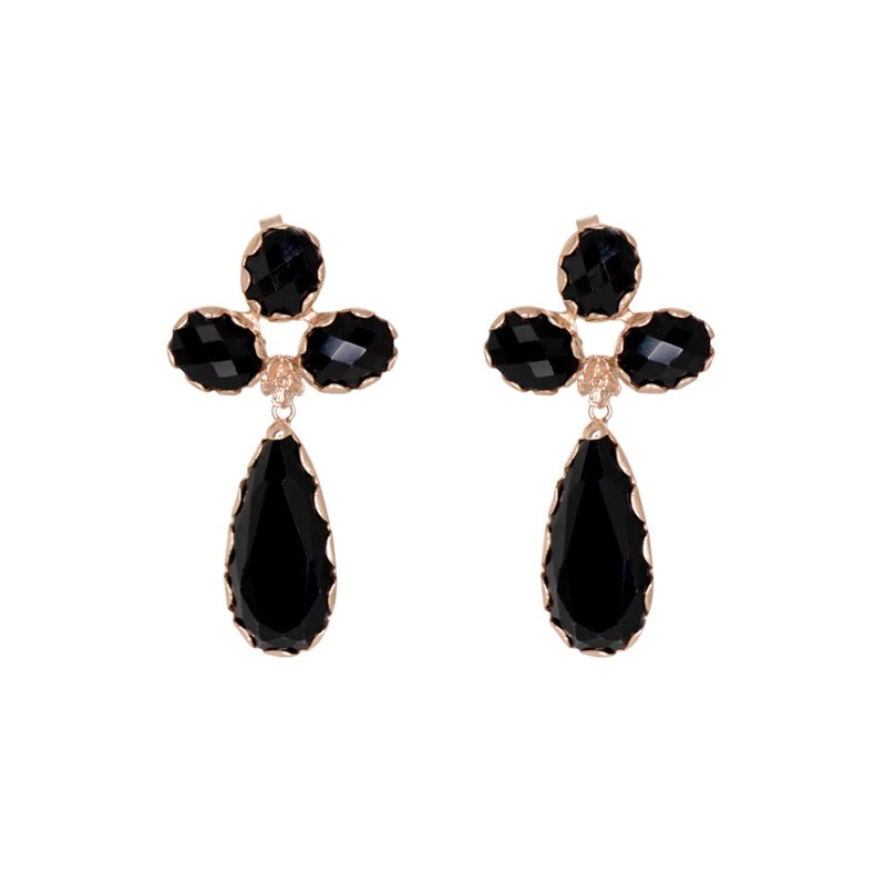 Triple Stone Earring / Black