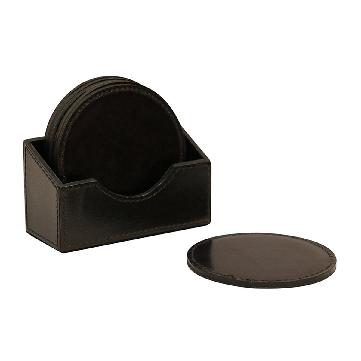 Black Leather Coasters / Set of Six