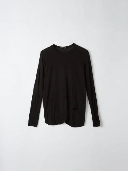 Bassike / Regular Scoop Hem Longsleeve T-Shirt / Black