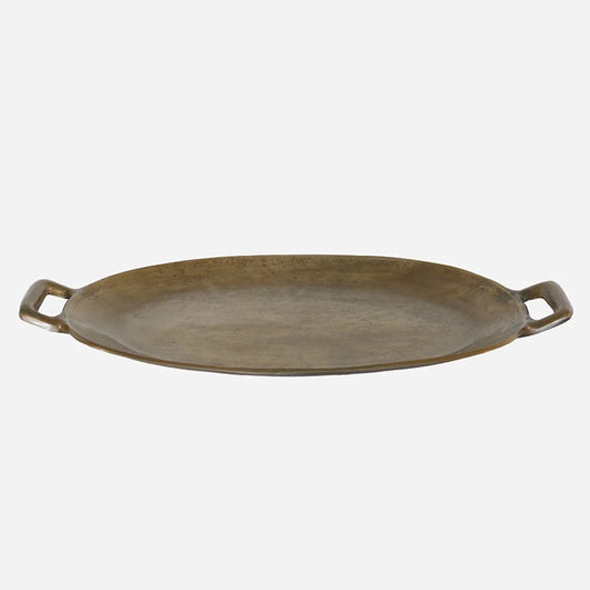 Oval Tray / 2 Tone Antique Brass Finish