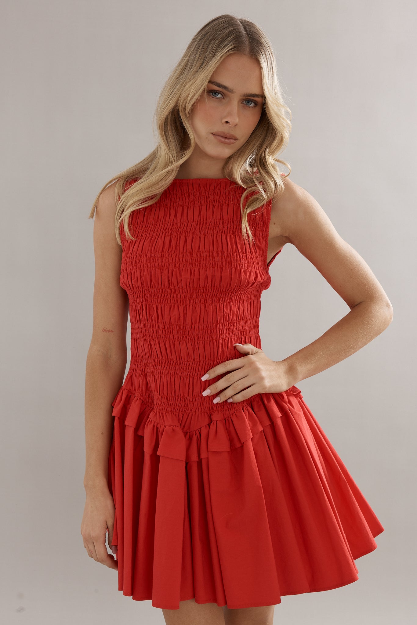 cyprian mini dress red Cyprian Mini Strapless Dress | Red | Womens