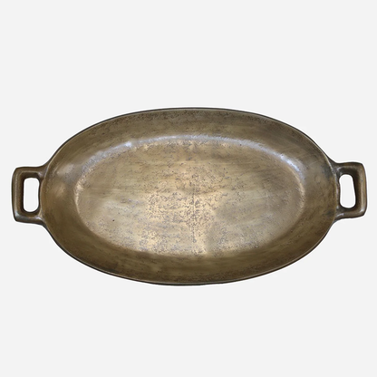 Oval Tray / 2 Tone Antique Brass Finish