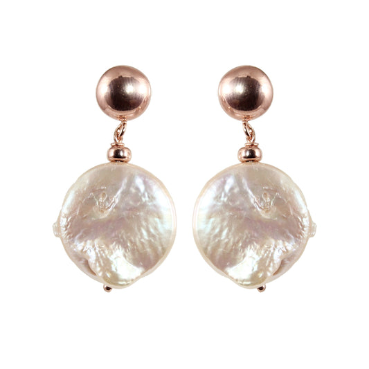 White Pearl Coin Earring / Stud