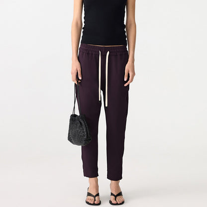 Bassike / Twill Stripe Detail Pant / Dark Plum + Ink