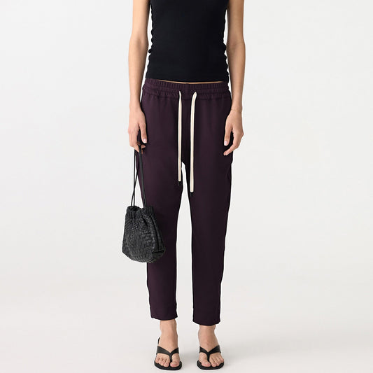 Bassike / Twill Stripe Detail Pant / Dark Plum + Ink