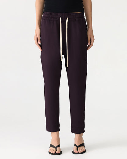 Bassike / Twill Stripe Detail Pant / Dark Plum + Ink