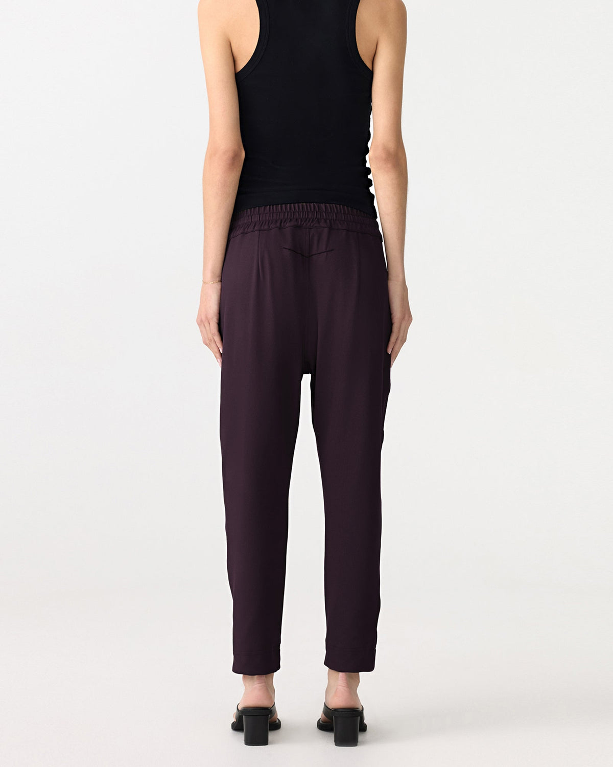 Bassike / Twill Stripe Detail Pant / Dark Plum + Ink