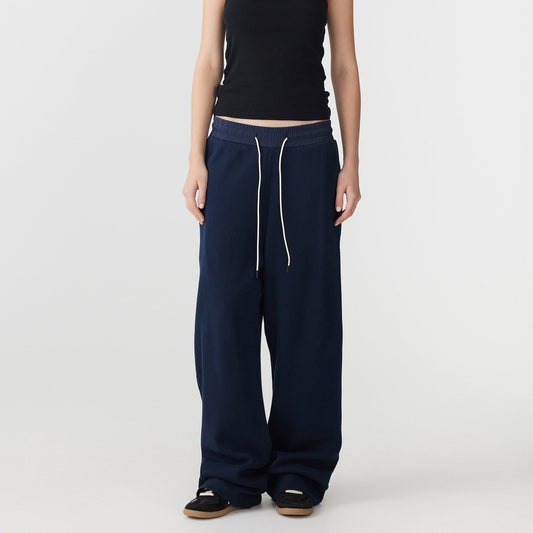 Bassike / Heavy Waffle Wide Leg Pant / Blue Ink