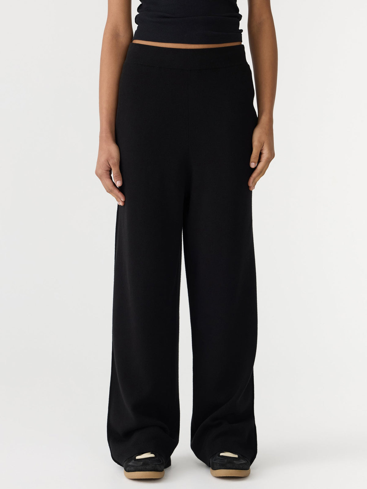 Bassike / Wide Leg Athletic Cotton Pant / Black