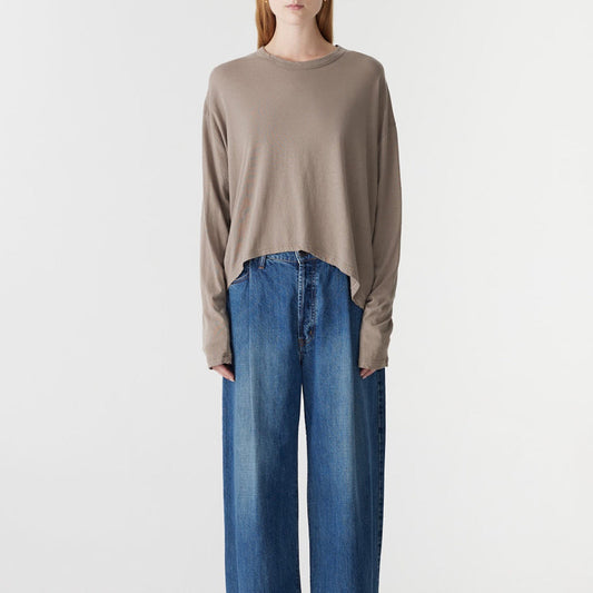Bassike / Curved Hem Heritage Long Sleeve T-Shirt / Acid Taupe