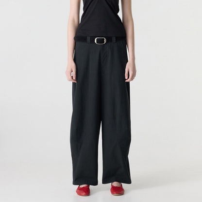 Bassike / Crushed Cotton Barrel Pant / Black