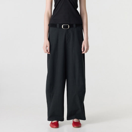 Bassike / Crushed Cotton Barrel Pant / Black
