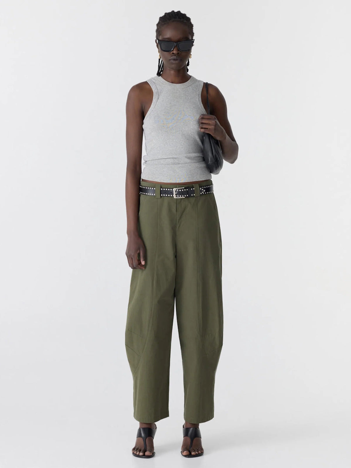 Bassike / Crushed Cotton Barrel Pant / Khaki
