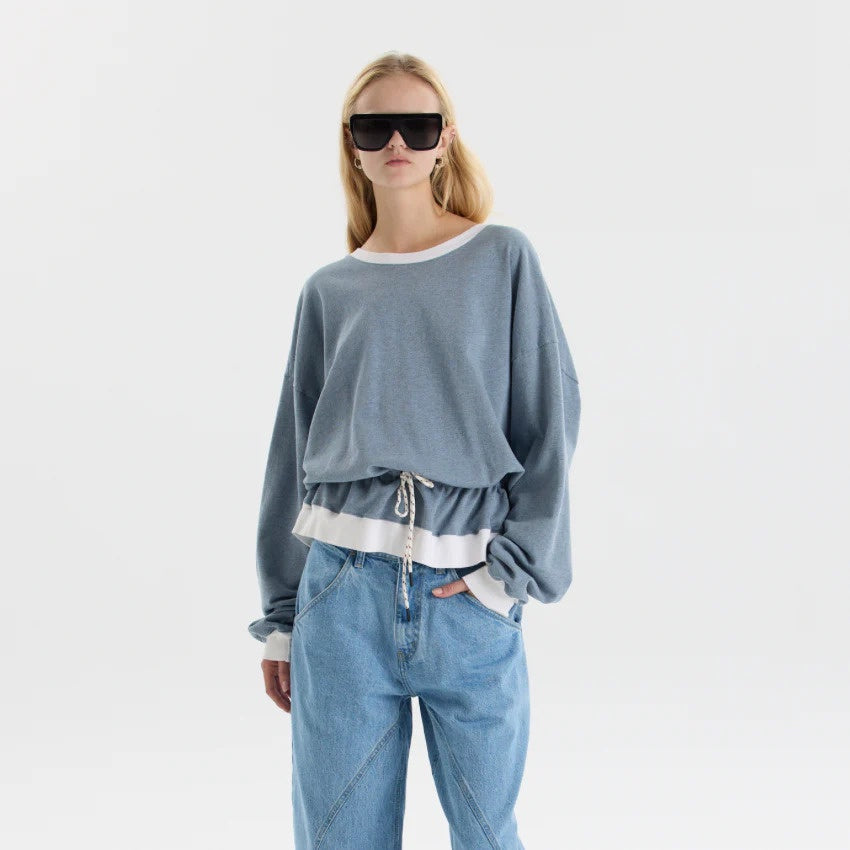 Bassike / Reworked Drawstring Sweat / Blue Marle