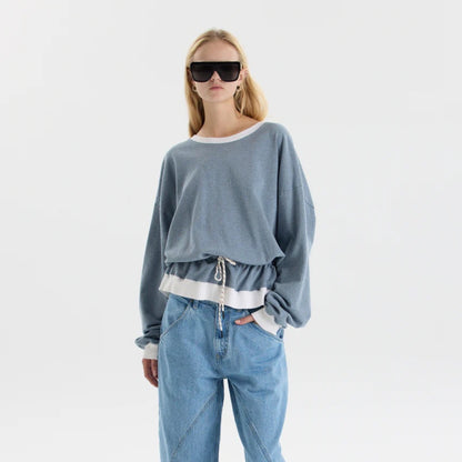 Bassike / Reworked Drawstring Sweat / Blue Marle