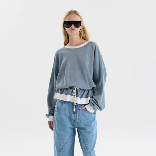 Bassike / Reworked Drawstring Sweat / Blue Marle