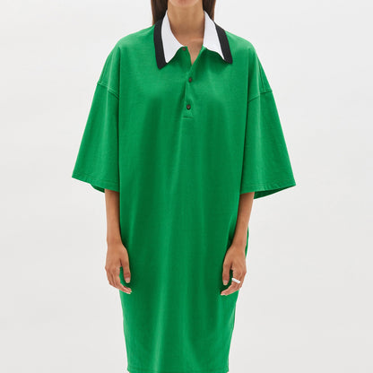 Bassike / Polo Short Sleeve T-Shirt Dress / Emerald