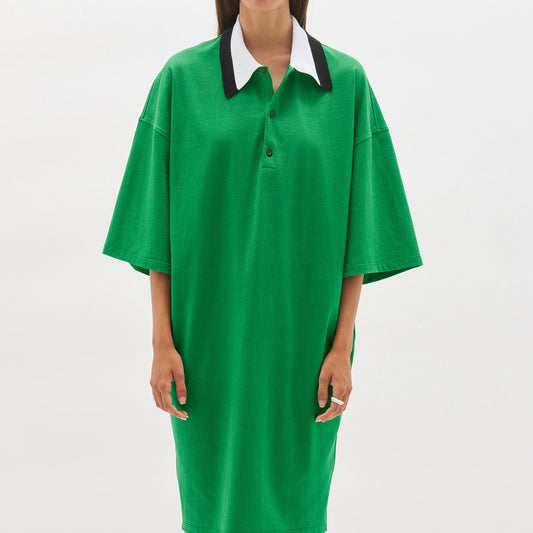 Bassike / Polo Short Sleeve T-Shirt Dress / Emerald