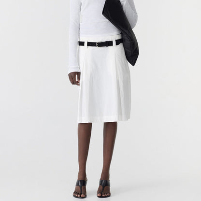 Bassike / Crushed Cotton Box Pleat Skirt / Natural