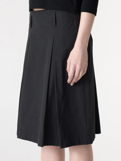 Bassike / Crushed Cotton Box Pleat Skirt / Black