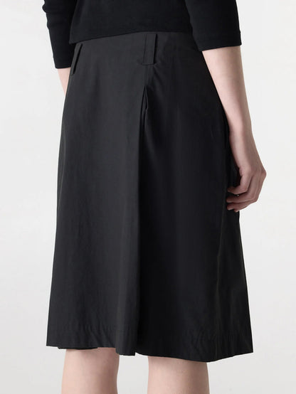 Bassike / Crushed Cotton Box Pleat Skirt / Black