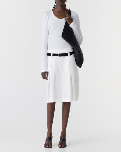 Bassike / Crushed Cotton Box Pleat Skirt / Natural