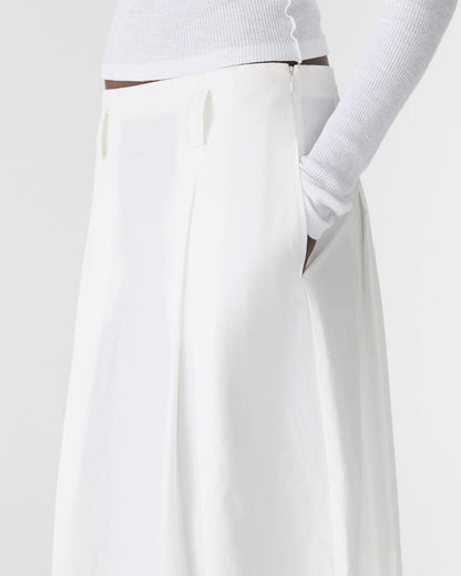Bassike / Crushed Cotton Box Pleat Skirt / Natural