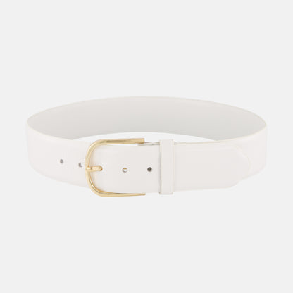 CC Wide Leather Belt - White