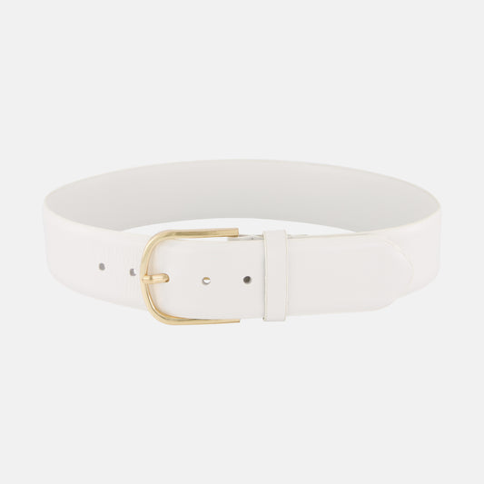 CC Wide Leather Belt - White