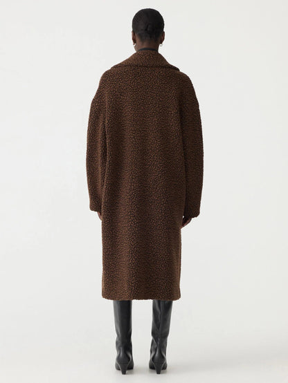 Bassike / Textured Winter Coat / Chocolate Brown