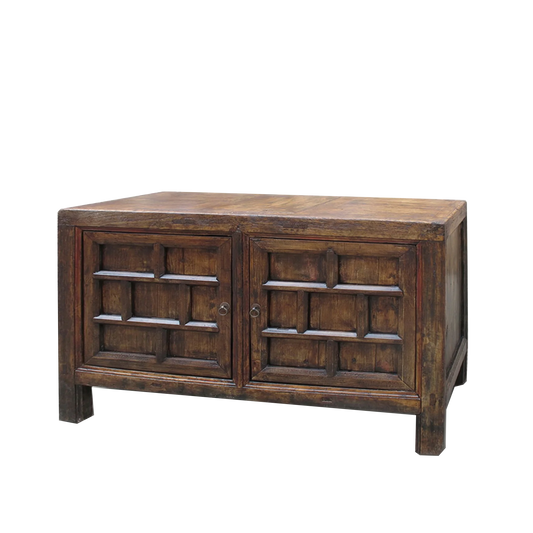 Antique Chinese Rice Cabinet / 2 Door / Dark