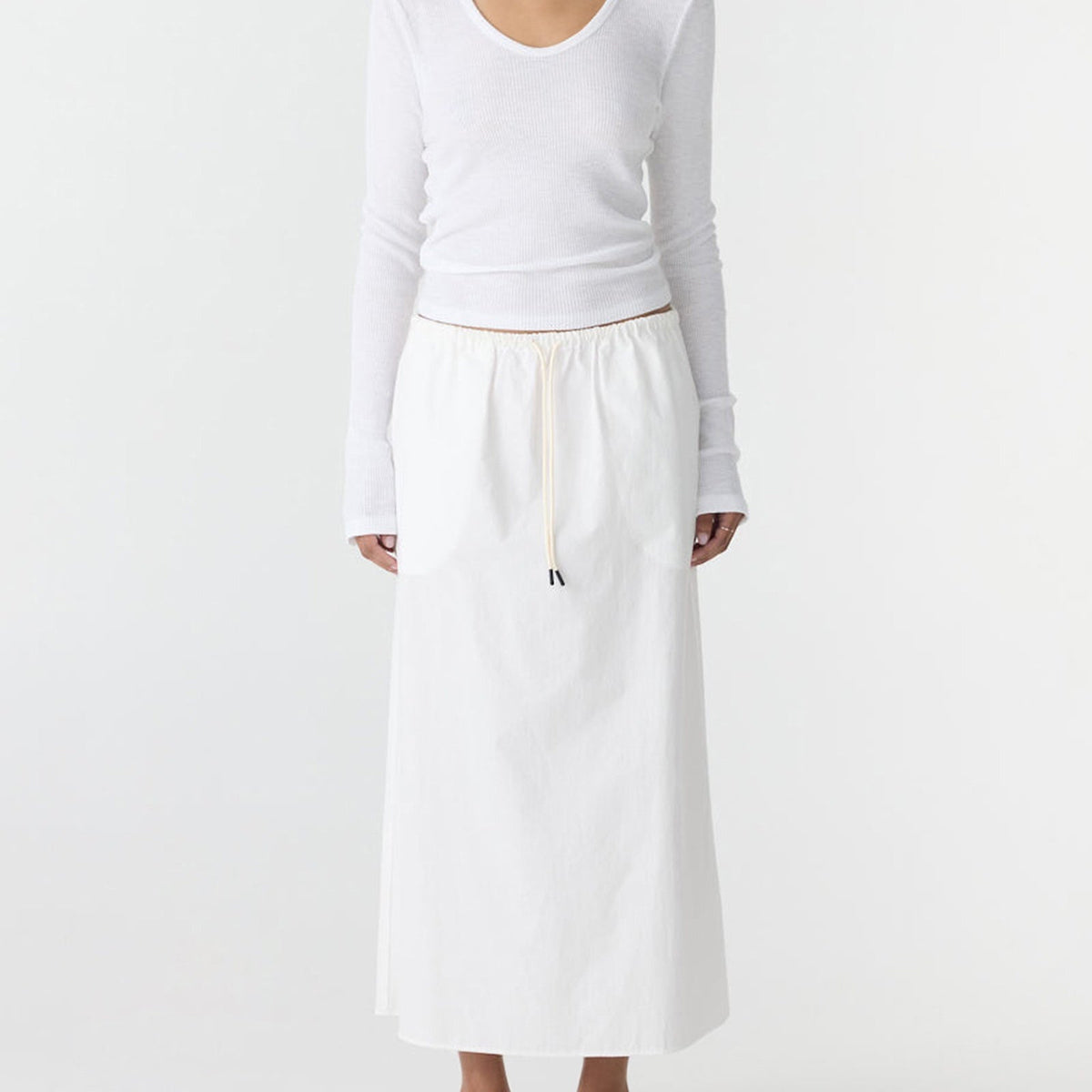 Bassike / Crushed Cotton Minimal Skirt / Natural