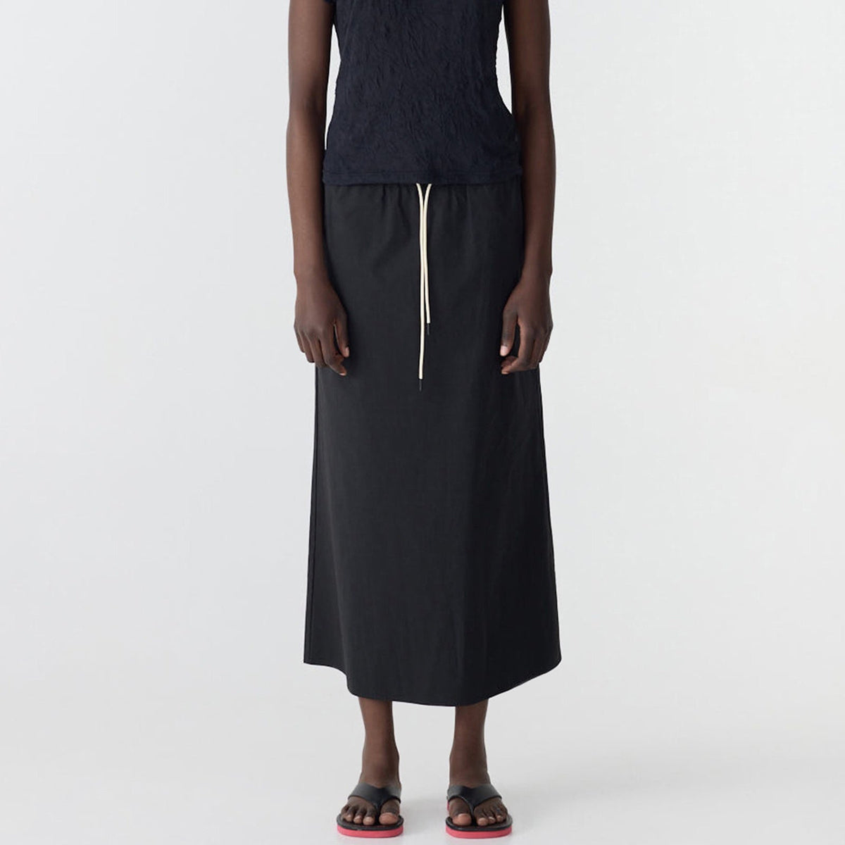 Bassike / Crushed Cotton Minimal Skirt / Black
