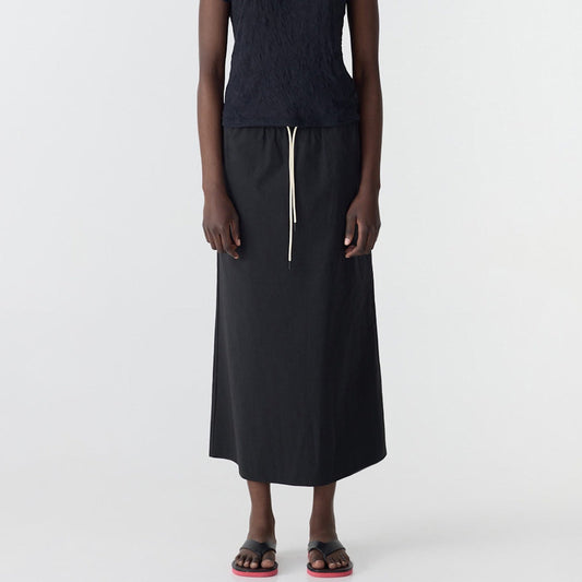 Bassike / Crushed Cotton Minimal Skirt / Black