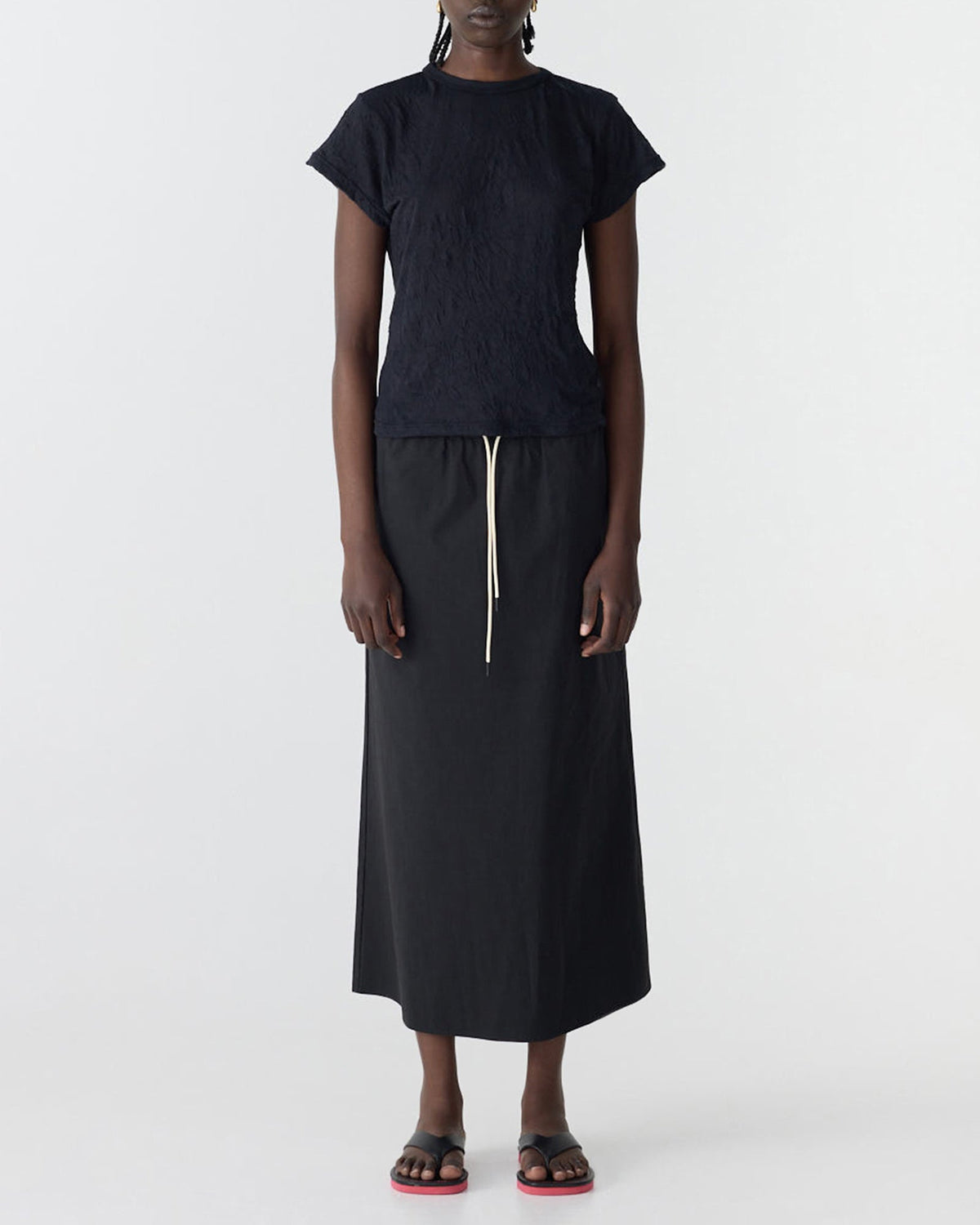 Bassike / Crushed Cotton Minimal Skirt / Black