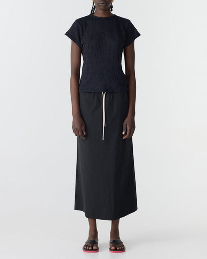 Bassike / Crushed Cotton Minimal Skirt / Black