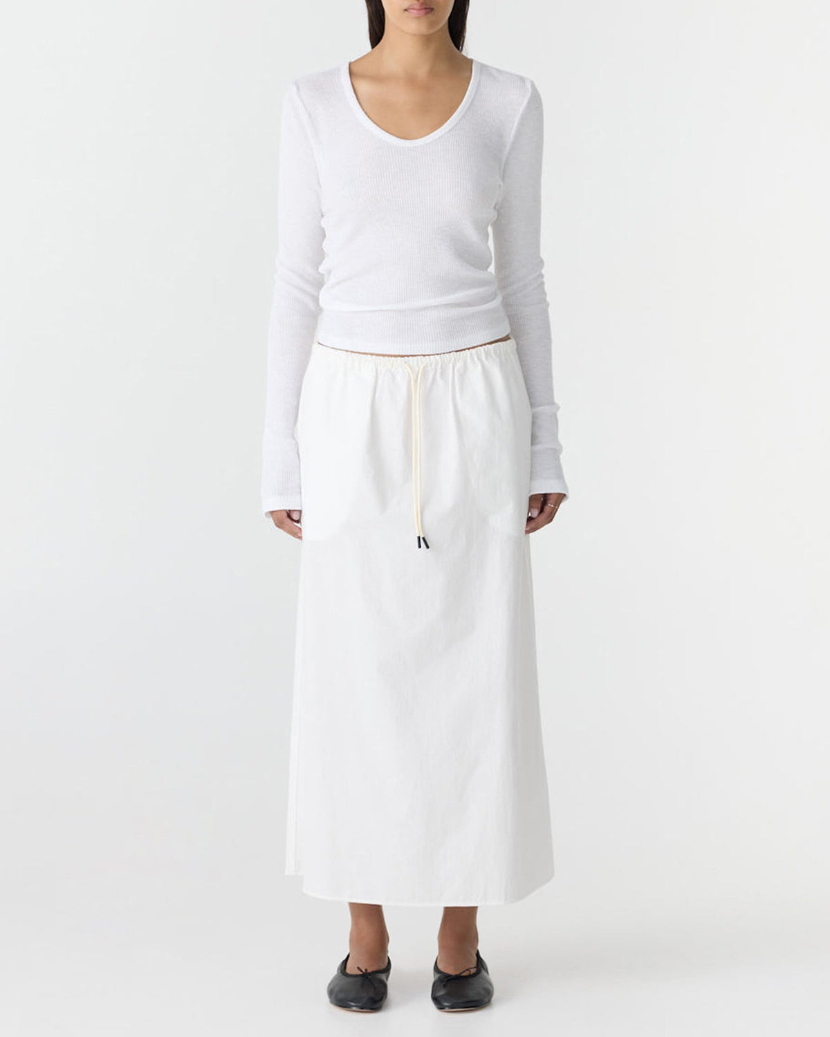 Bassike / Crushed Cotton Minimal Skirt / Natural