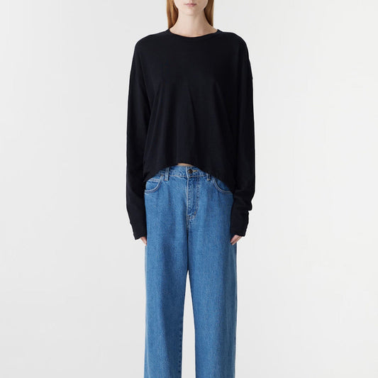 Bassike / Curved Hem Heritage Long Sleeve T-Shirt / Black