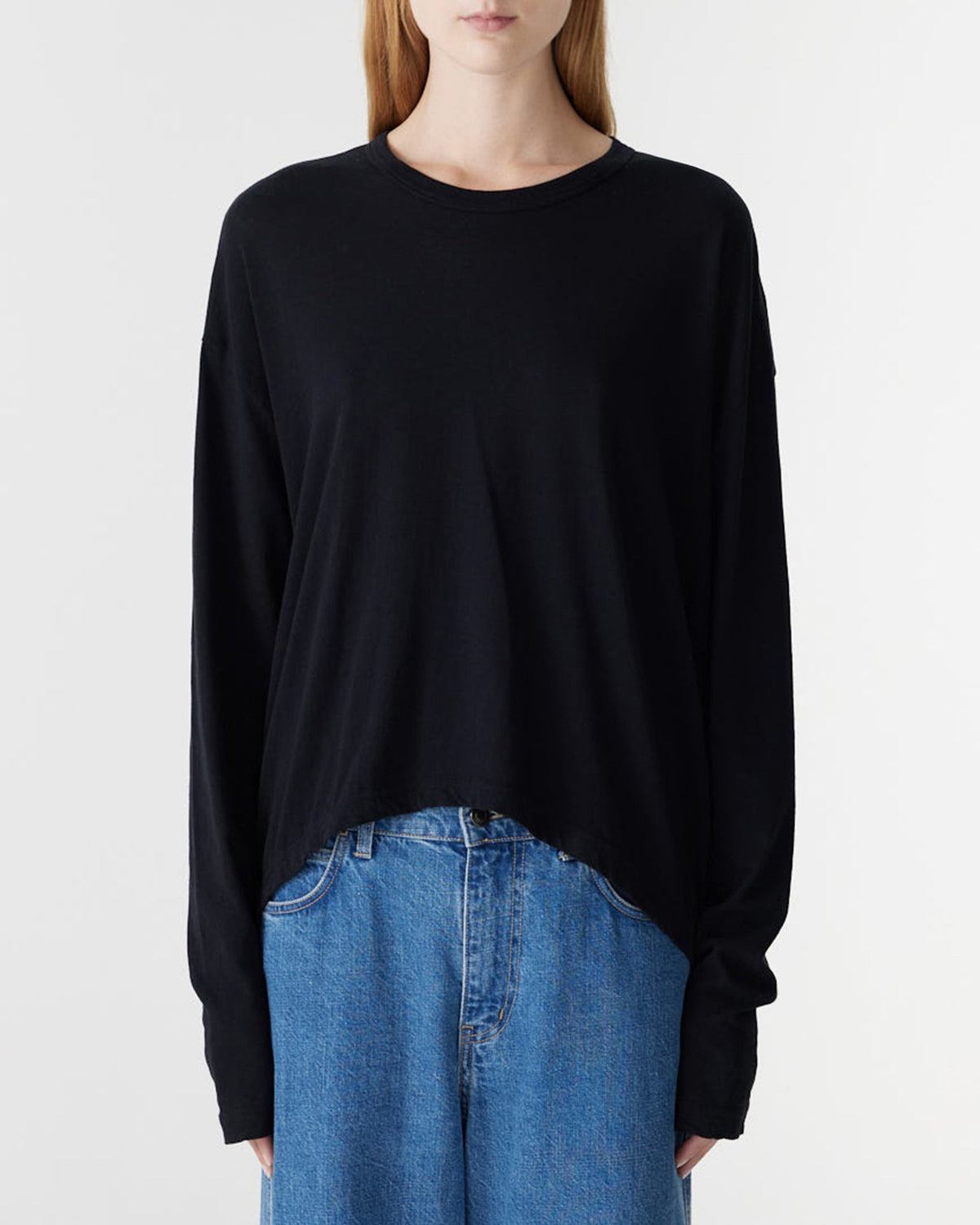 Bassike / Curved Hem Heritage Long Sleeve T-Shirt / Black