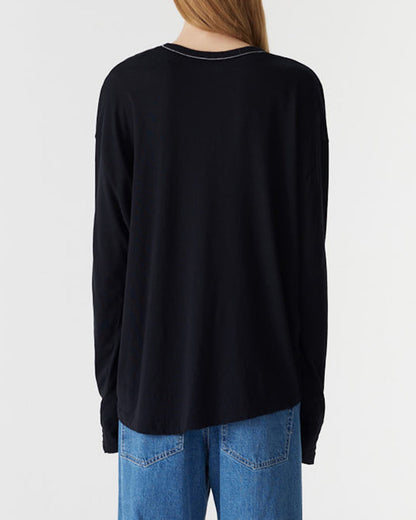 Bassike / Curved Hem Heritage Long Sleeve T-Shirt / Black