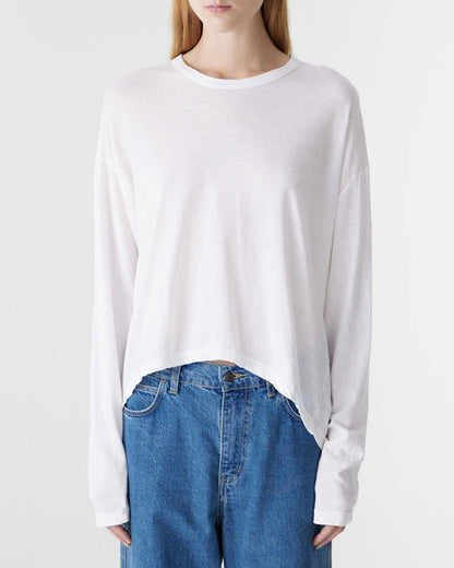 Bassike / Curved Hem Heritage Long Sleeve T-Shirt / White