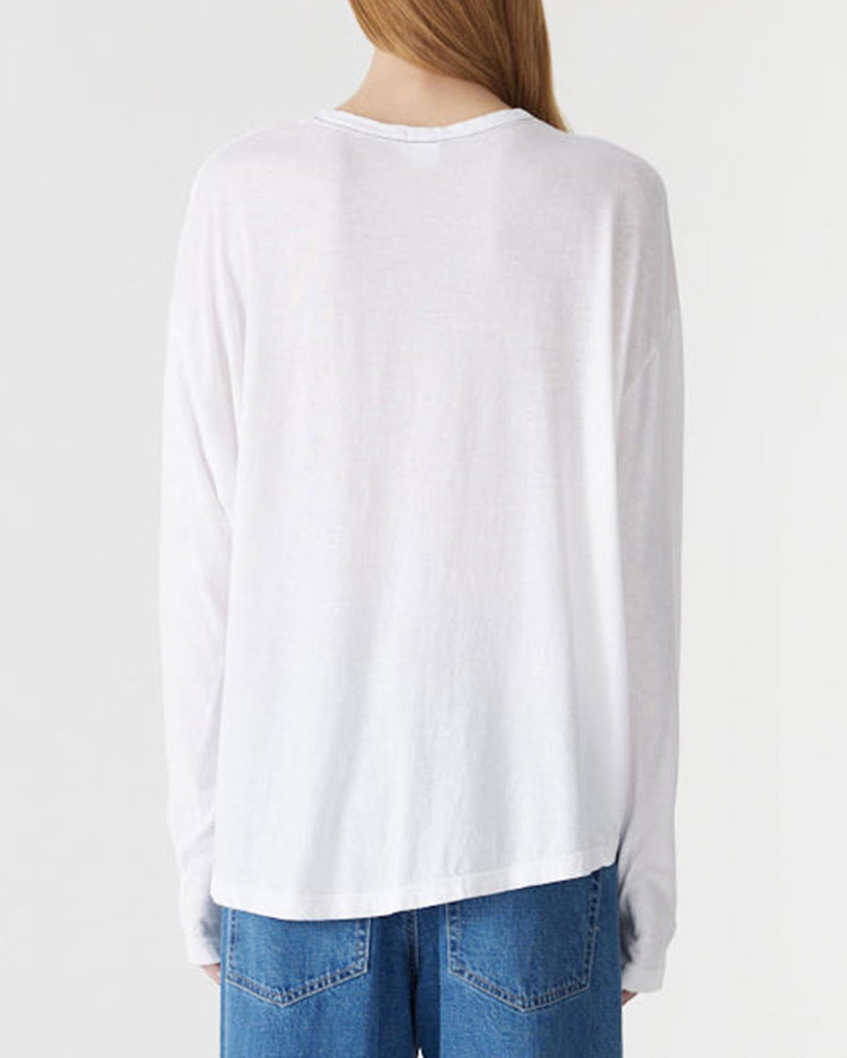 Bassike / Curved Hem Heritage Long Sleeve T-Shirt / White