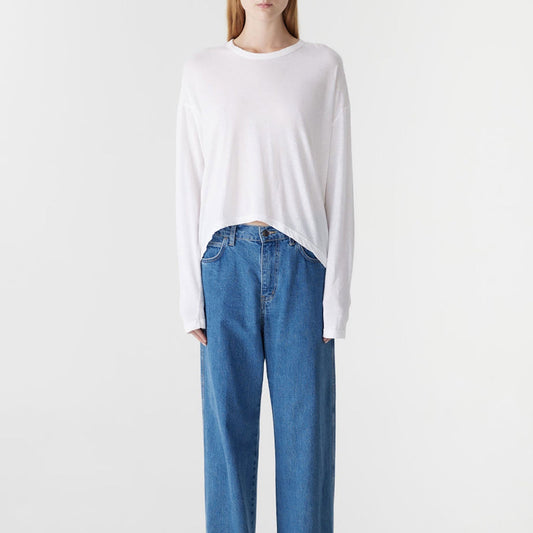 Bassike / Curved Hem Heritage Long Sleeve T-Shirt / White
